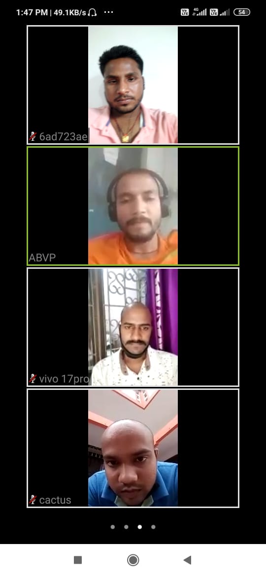 एबीवीपी ने लिया जरूरमन्दों के मदद का संकल्प ,जूम एप पर हुई मीटिंग!