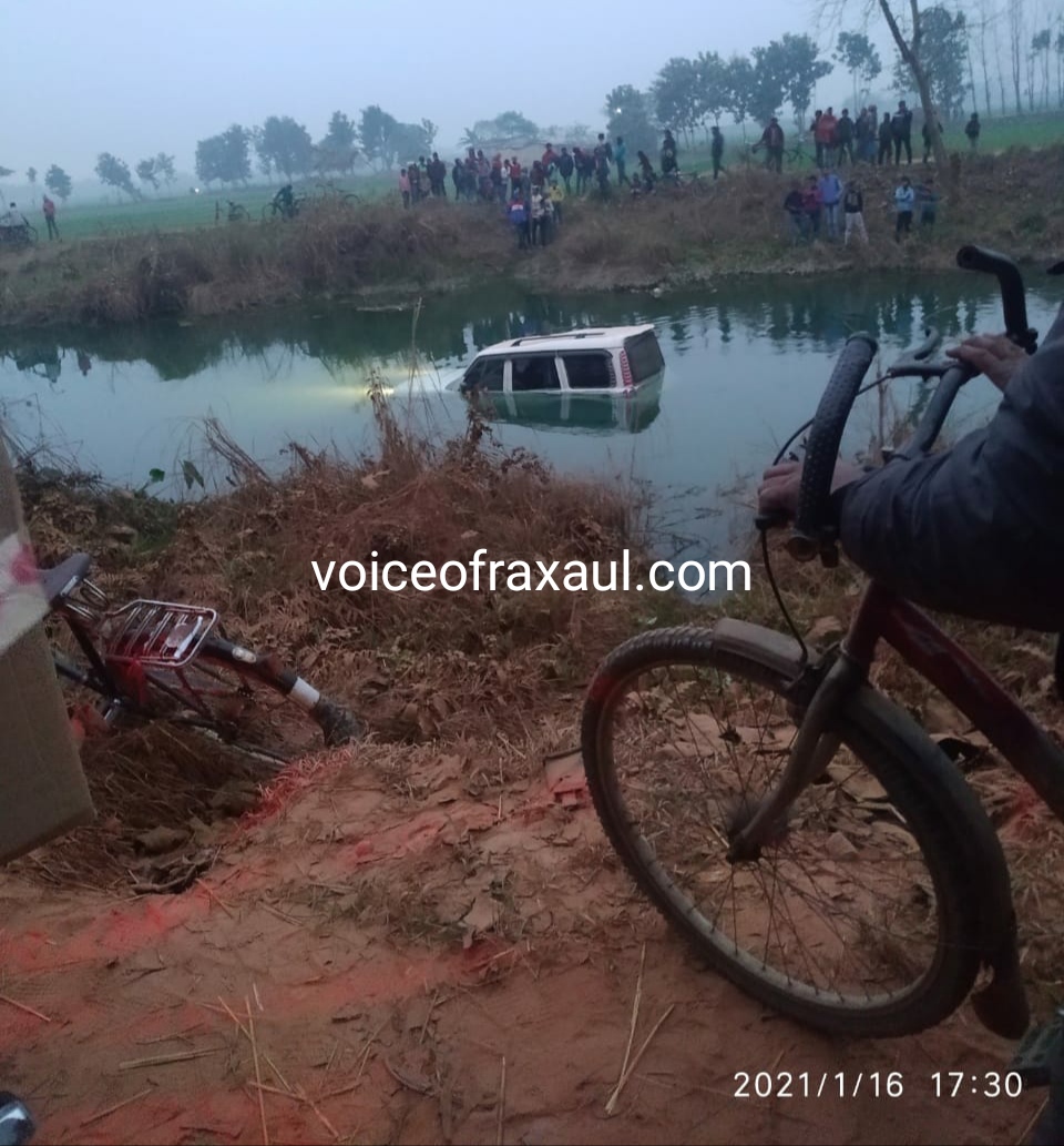 स्कोर्पियो असंतुलित हो कर घुस गई नहर में,ड्राइवर बाल बाल बचा!