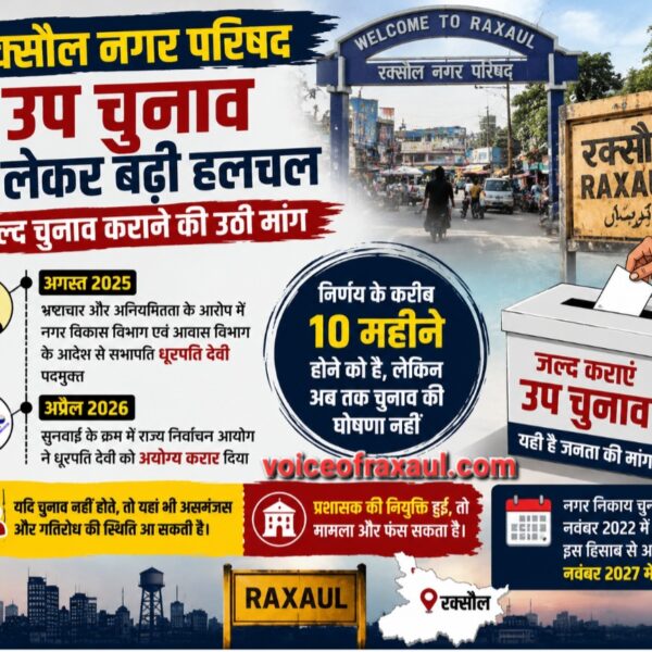 बिहार में नगर निकाय चुनाव पर बढ़ा संशय:तीन और निकायों में प्रशासक नियुक्त,रक्सौल नगर परिषद उप चुनाव को लेकर भी बढ़ी बेचैनी, जल्द चुनाव कराने की उठी मांग!