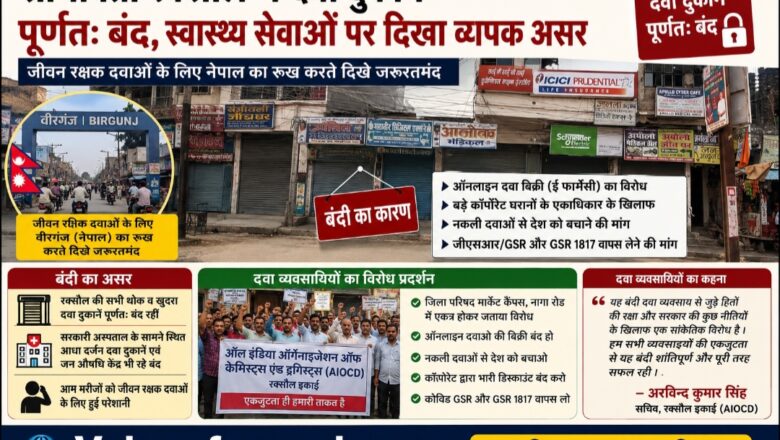 रक्सौल में दवा दुकानों की बंदी से स्वास्थ्य सेवाएं प्रभावित, जीवन रक्षक दवाओं के लिए नेपाल पहुंचे मरीज