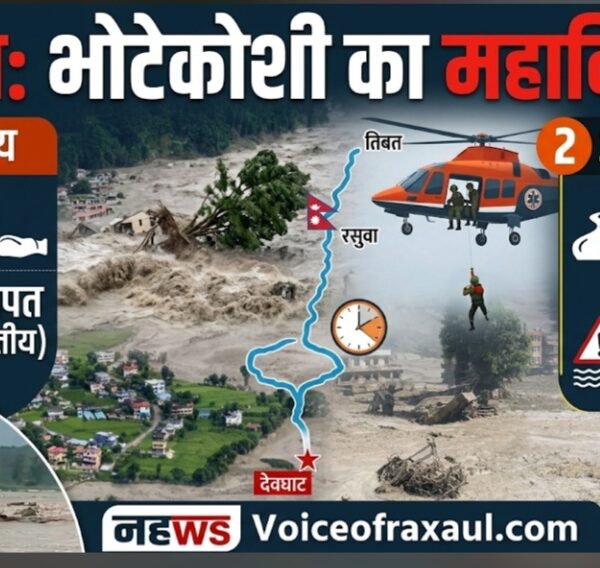 नेपाल के रसुवा में भोटेकोशी का तांडव: चितवन के देवघाट पहुंचने के बाद थमा त्रिशूली का वेग, बिहार पर टला तात्कालिक संकट पर खतरा बरकरार