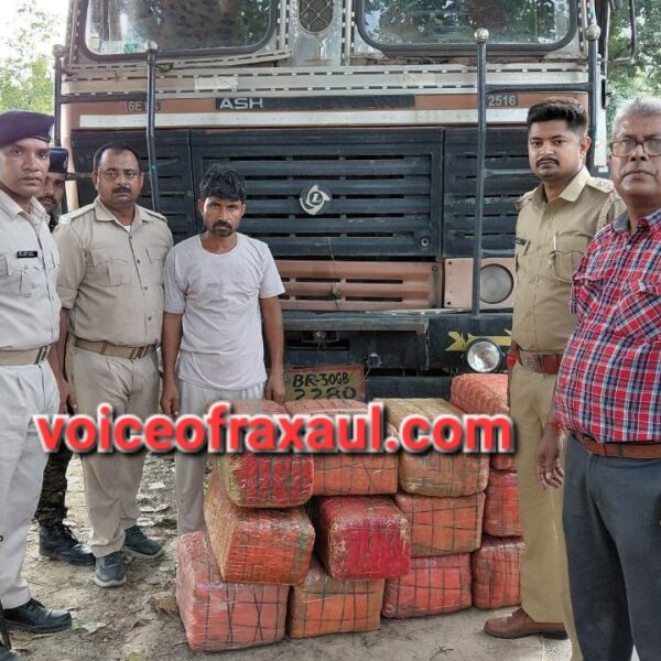 इंडो-नेपाल बॉर्डर पर पुलिस का बड़ा एक्शन: बरवा के पास ट्रक से 188 किग्रा गांजा बरामद, मुजफ्फरपुर का चालक गिरफ्तार