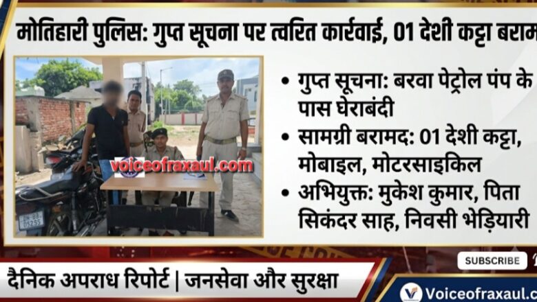 हरपुर पुलिस की बड़ी कार्रवाई: अवैध देसी कट्टा और बाइक के साथ हथियार तस्कर गिरफ्तार